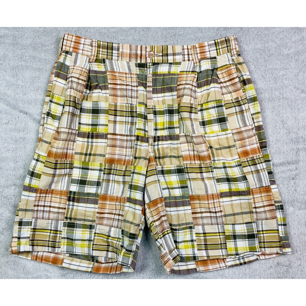 Jos. A. Bank Mens Patchwork Plaid Shorts Size 34 Multi-Color 100% Cotton Preppy